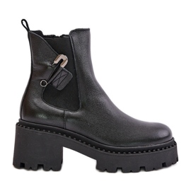 Zazoo 60490 Bottines isolées en cuir avec décoration, noir le noir