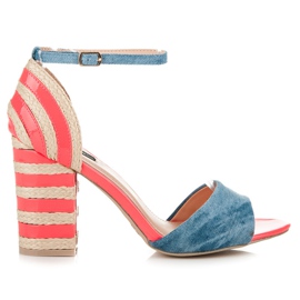 Vices Espadrilles en jean à talon haut rose