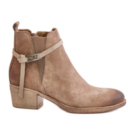 Zazoo 60478 Bottes à talons hauts en daim, isolées, fermées par une fermeture éclair, beige
