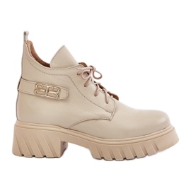 Zazoo 60483 Bottines basses en cuir pour femme Beige chaud