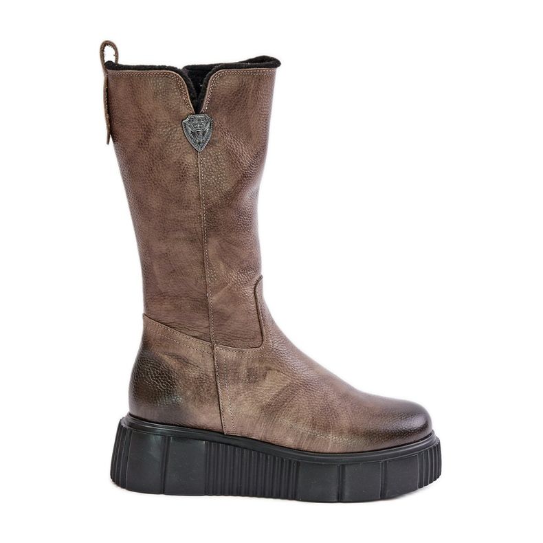 Zazoo 70121 Bottes pour femmes en cuir marron avec laine brun Zazoo 70121 Bottes pour femmes en cuir marron avec laine brun