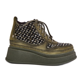 Bottes Plateformes et Compensées en Cuir Maciejka 06759-09 Vert