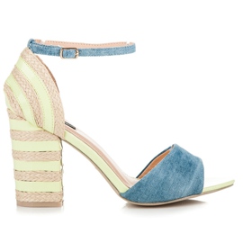 Vices Espadrilles en jean à talon haut vert