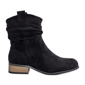 Bottines isolées à talons bas froncés, noir Elletinnia