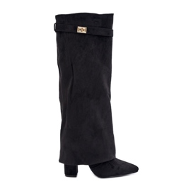 Bottes à talons hauts isolées Urelli noires avec tige retroussée le noir