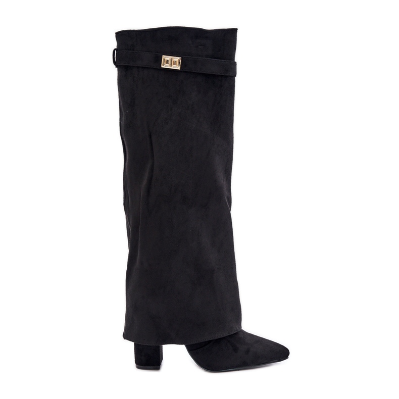 Bottes à talons hauts isolées Urelli noires avec tige retroussée le noir