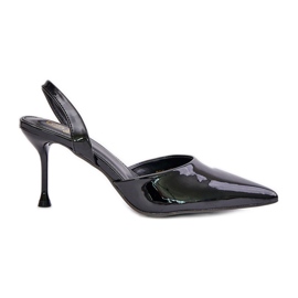 Escarpins vernis à talon ouvert, Noir Emmizola le noir