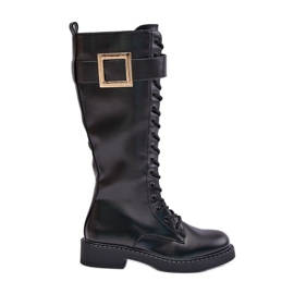 Bottes isolées noires Linnealisa avec boucle décorative