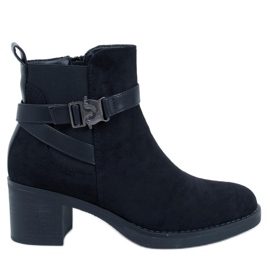 Yonda Bottines noires à talon stable