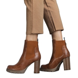 Bottines à enfiler marron en éco-cuir Motena brun