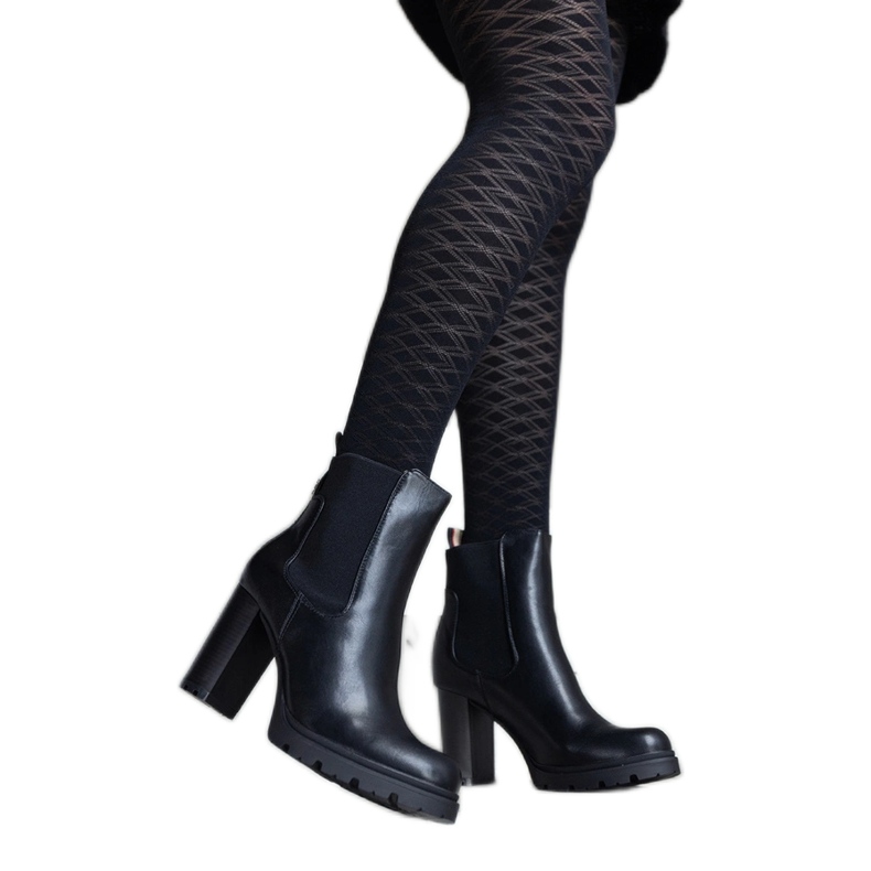Bottines à enfiler noires en éco-cuir Motena le noir