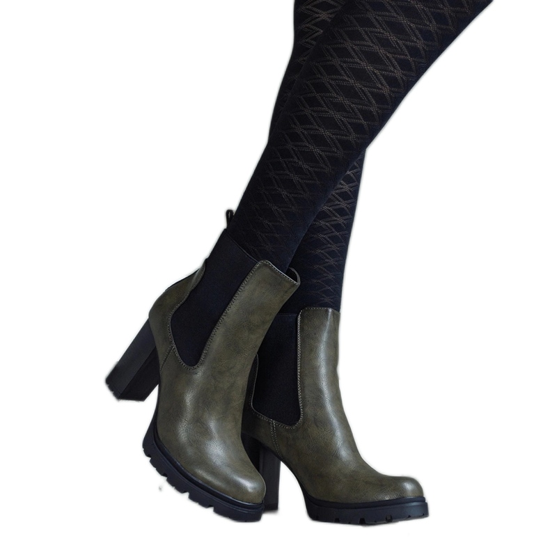 Bottines à enfiler vertes en éco-cuir Motena