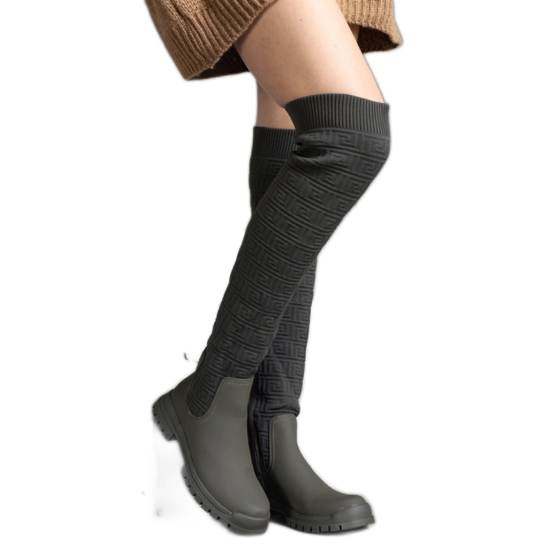 Boots en tissu vert finition mate Scarlett