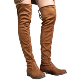 Bottes longues à plateforme marron en éco-daim Hallora brun
