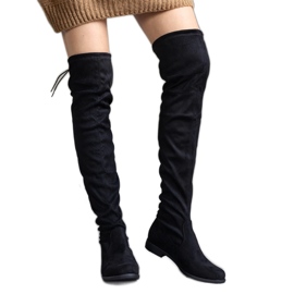 Bottes longues à plateforme noires en éco-daim Hallora