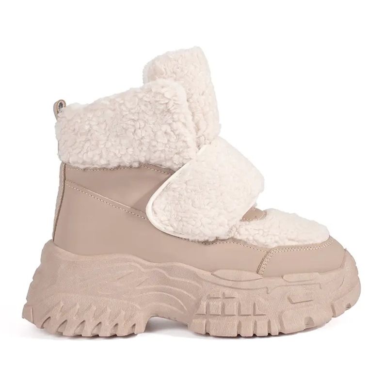 Seastar Bottines de neige à plateforme beiges avec fourrure en peau de mouton