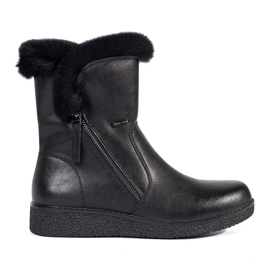 Bottes isolées pour femmes en cuir noir avec fourrure par Sergio Leone le noir