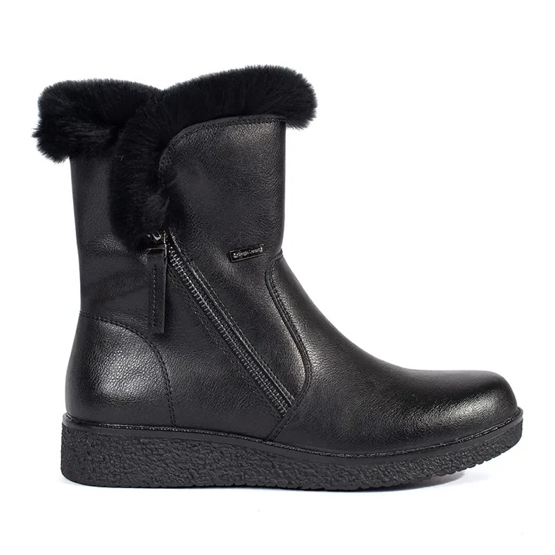 Bottes isolées pour femmes en cuir noir avec fourrure par Sergio Leone le noir