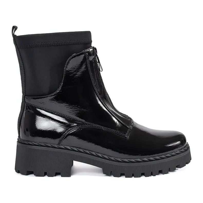 Goodin Bottines noires vernies pour femme avec fermeture éclair le noir Goodin Bottines noires vernies pour femme avec fermeture éclair le noir