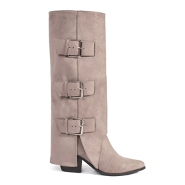 Seastar Bottines femme à talons en daim beige avec boucles