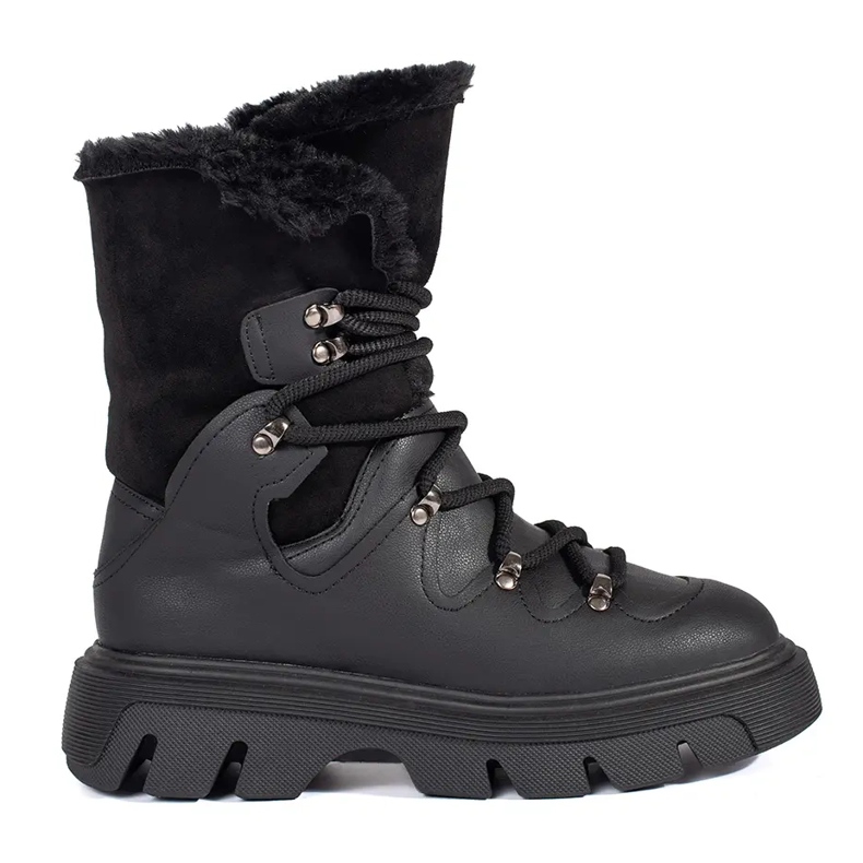 Seastar Bottines de neige noires à lacets pour femmes avec fourrure sur la plateforme le noir Seastar Bottines de neige noires à lacets pour femmes avec fourrure sur la plateforme le noir