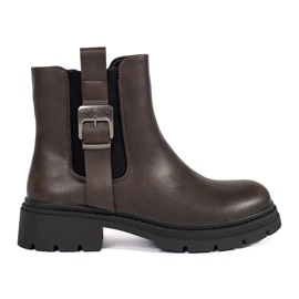 Bottines Chelsea femme marron à boucle brun