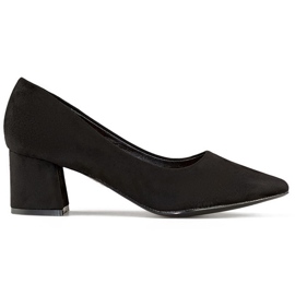 Escarpins à talons bas en daim, escarpins à talons hauts noirs classiques pour femmes le noir