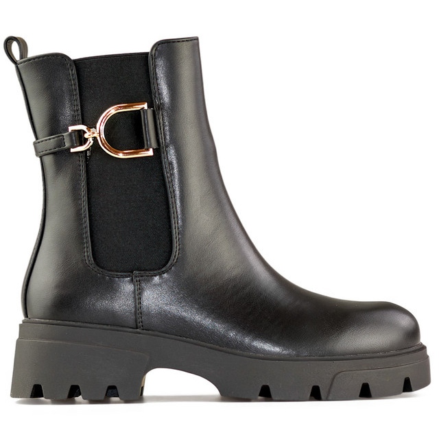 Bottes d'hiver pour femmes ouvrières noires à semelle épaisse, bottines noires à fermeture éclair le noir