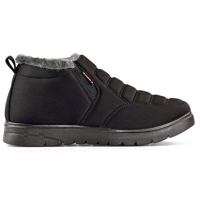Bottes d'hiver isolées, bottes de neige d'hiver noires avec bande élastique le noir
