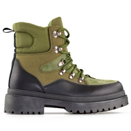 Bottes à lacets, cuissardes, chaussures d'hiver pour femmes vert