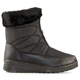 Bottes d'hiver hautes isolées pour femmes, bottes de neige avec fermeture éclair, bottes d'hiver à semelle plate le noir