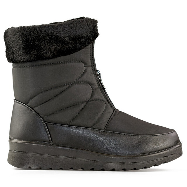 Bottes d'hiver hautes isolées pour femmes, bottes de neige avec fermeture éclair, bottes d'hiver à semelle plate le noir