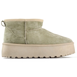 Bottes de neige vert foncé pour femmes avec une semelle épaisse, chaussures d'hiver chaudes pour femmes