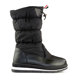 Bottes de neige hautes noires, bottes d'hiver isolées pour femmes avec cordon de serrage le noir Bottes de neige hautes noires, bottes d'hiver isolées pour femmes avec cordon de serrage le noir