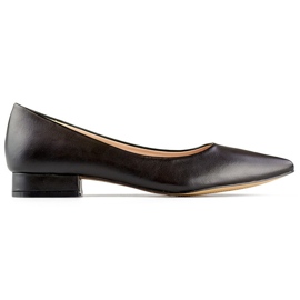 Chaussures classiques noires avec semelle intérieure en cuir, escarpins à bout pointu et à talons bas pour femmes le noir