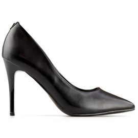 Talons hauts classiques noirs pour femmes avec semelle intérieure en cuir le noir