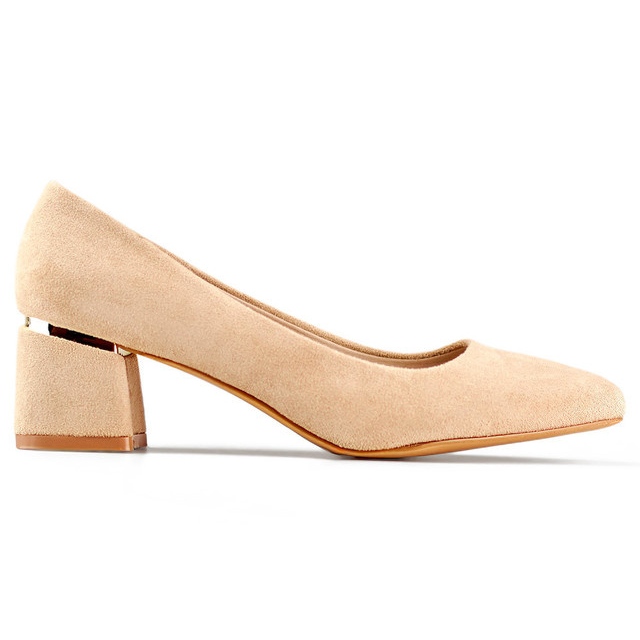 Escarpins à talons bas en daim beige, chaussures beiges confortables pour femmes