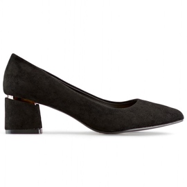 Escarpins à talons bas en daim noir, chaussures confortables pour femmes le noir
