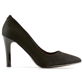 Escarpins femme noirs en daim avec talon confortable, chaussures noires élégantes pour femmes le noir