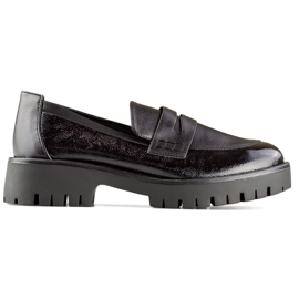 Mocassins femme noirs à semelle épaisse, mocassins femme noirs
