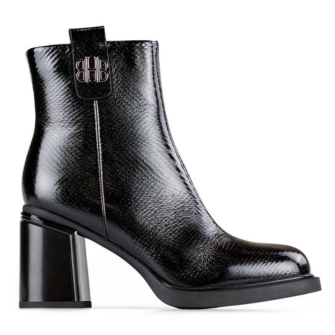 Bottines à talons hauts en cuir verni pour femmes, chaussures à talons hauts en cuir isolé le noir