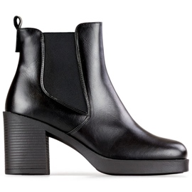 Bottines noires pour femmes, bottines noires classiques en cuir écologique, chaussures d'hiver isolées le noir