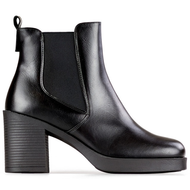 Bottines noires pour femmes, bottines noires classiques en cuir écologique, chaussures d'hiver isolées le noir