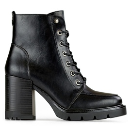 Bottes à lacets à talons hauts pour femmes, chaussures d'hiver isolées le noir
