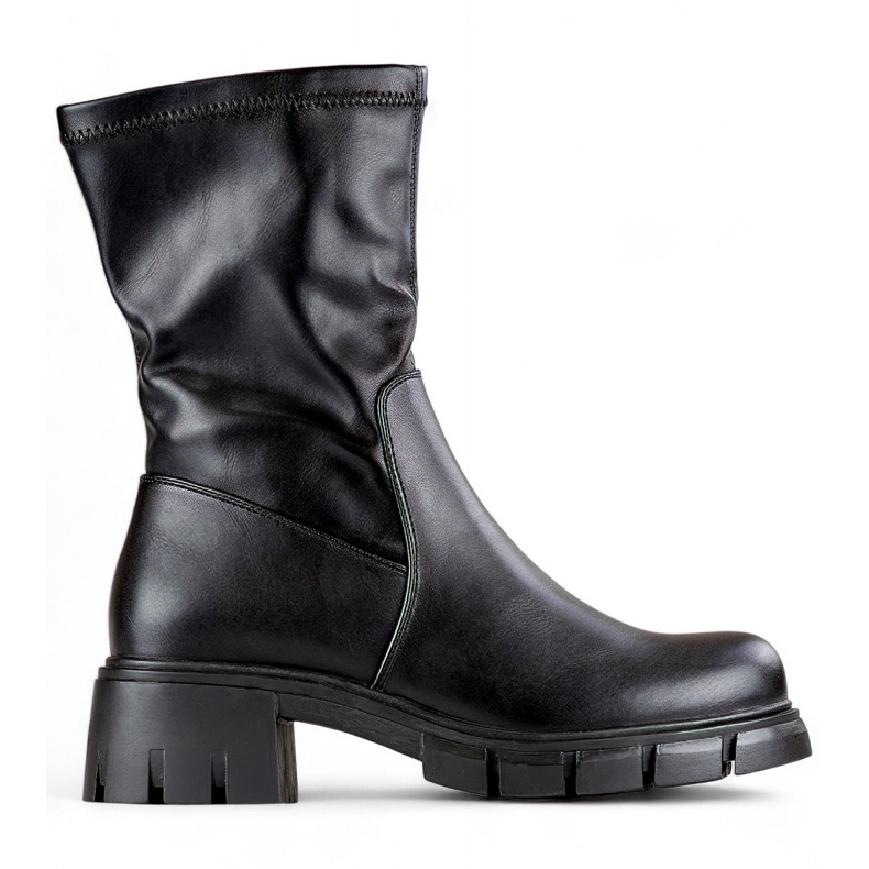 Potocki Bottines workwear noires cintrées pour femmes en cuir écologique le noir