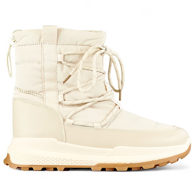 Bottes de neige de sport beiges, chaussures d'hiver isolées pour femmes à semelle plate