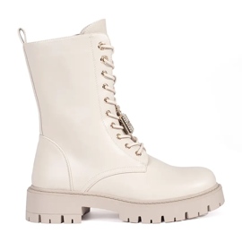 Seastar Bottes workwear femme beige clair à épingles