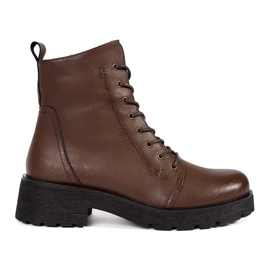 Bottines en cuir marron foncé à semelle épaisse par Sergio Leone brun Bottines en cuir marron foncé à semelle épaisse par Sergio Leone brun