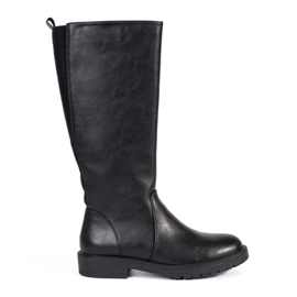 Bottes classiques pour femmes en cuir noir par Sergio Leone le noir