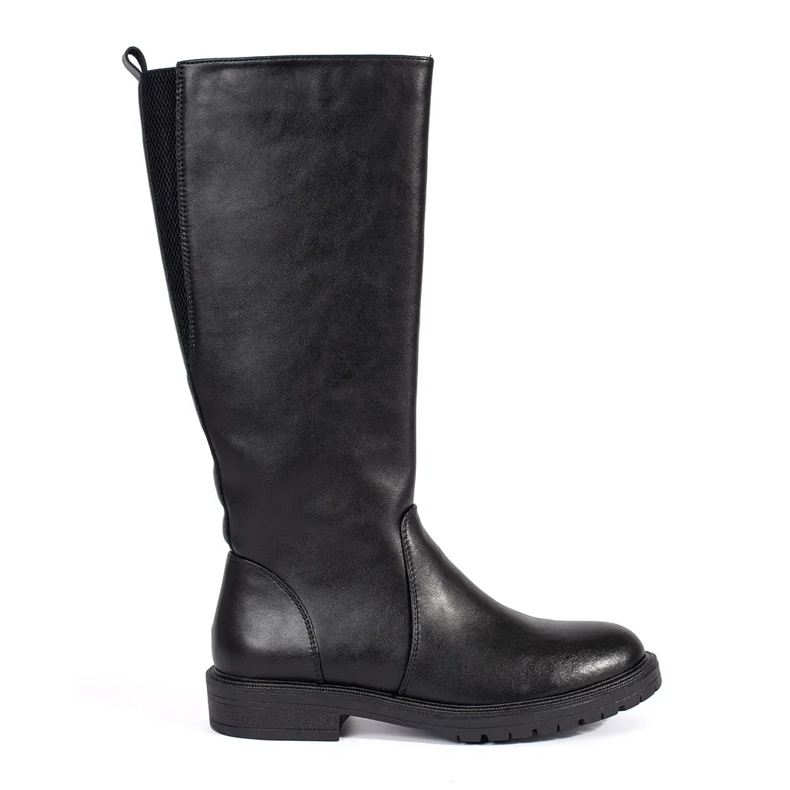 Bottes classiques pour femmes en cuir noir par Sergio Leone le noir